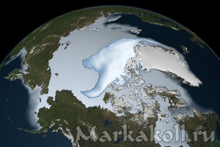 Ледовая шапка Северного полюса в период с 1 ноября 2011 года по 31 января 2012 года